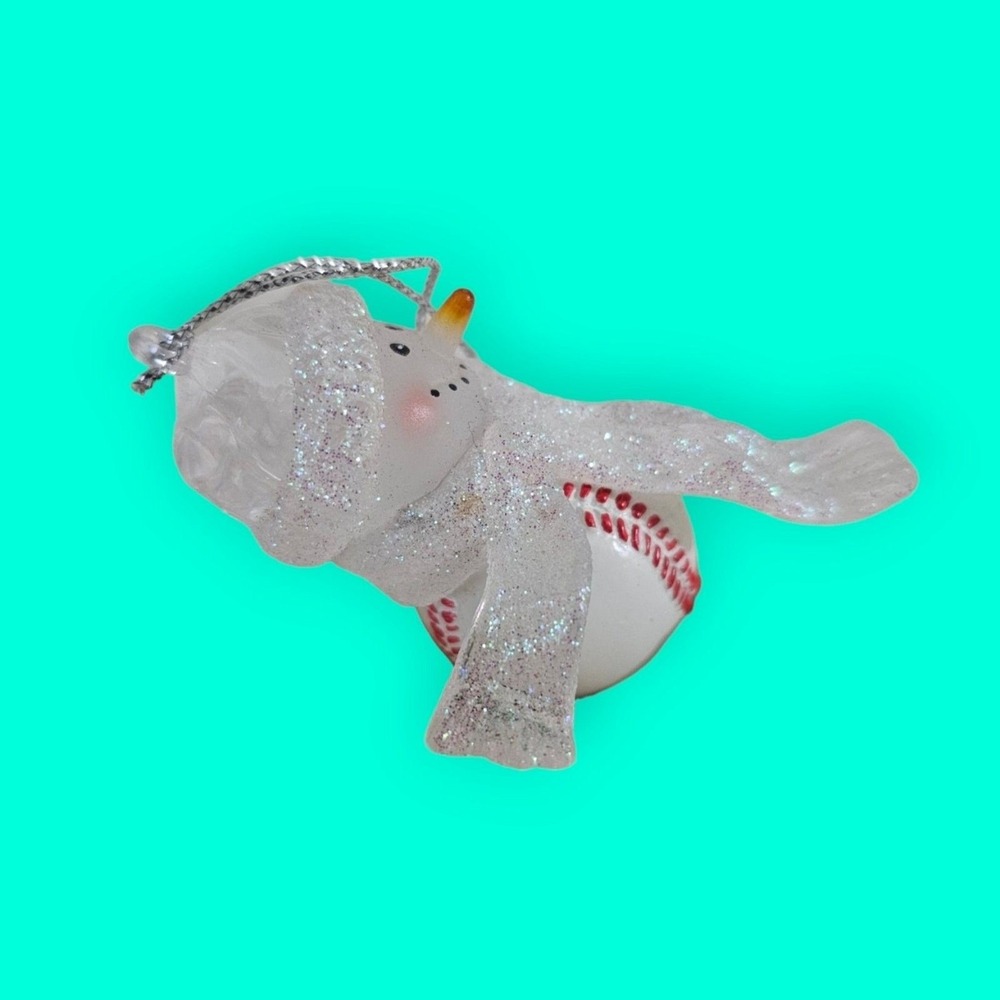 Boston Red Sox MLB Snowman Baseball Christmas Ornament Glitter White Red MLBP - Picture 4 of 6